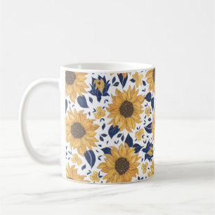 Sunflower Pattern Yellow And Green Coffee Mug