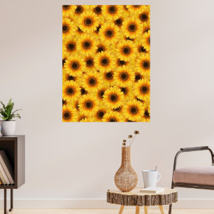 Sunflower pattern, yellow beauties,  poster