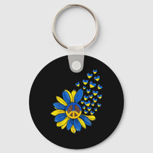 Sunflower Peace Heart Love I Stand With Ukraine Uk Key Ring
