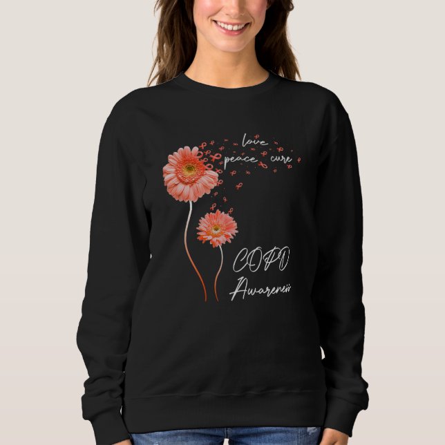 Sunflower Peace Love Cure Orange Ribbon COPD Aware Sweatshirt (Front)