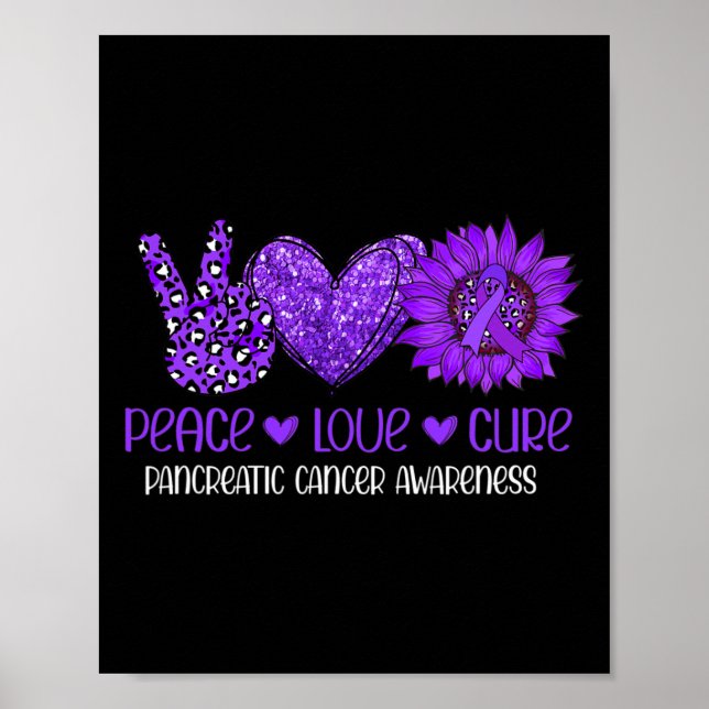 Sunflower Peace Love Pancreatic Cancer Awareness R Poster (Front)