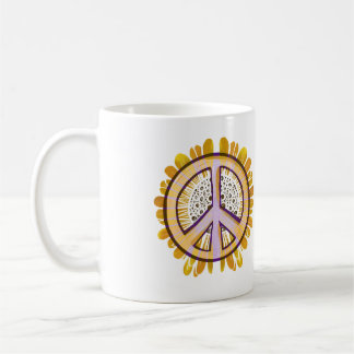 Sunflower Peace Sign Art Cute peaceful flower Coffee Mug
