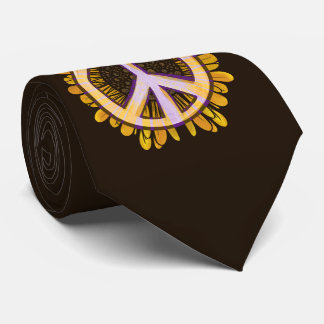 Sunflower Peace Sign Art Cute peaceful flower Tie