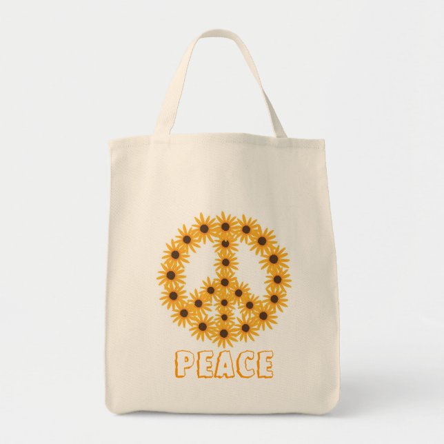 Sunflower Peace Sign Canvas Bags (Front)