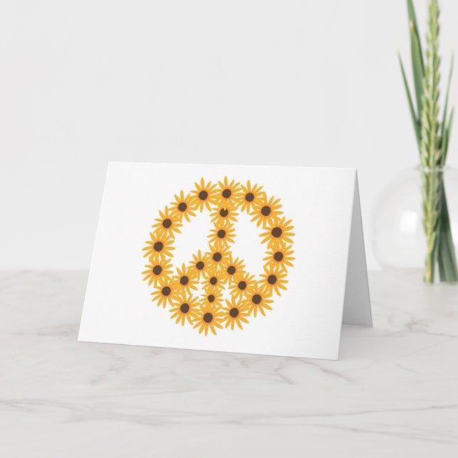 Sunflower Peace Sign Greeting Cards (Front)