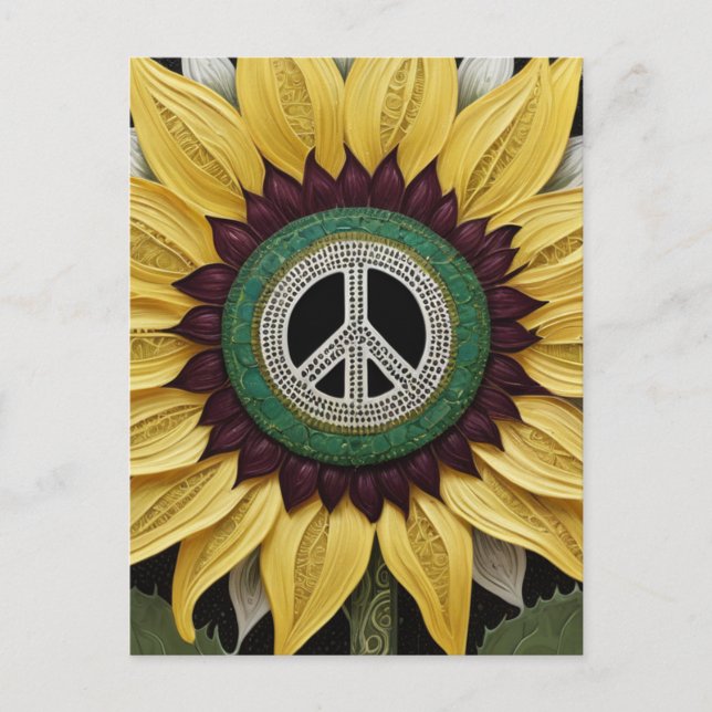 Sunflower Peace Sign  Postcard (Front)