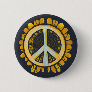 Sunflower Peace Symbol Sunflowers World Peace 6 Cm Round Badge