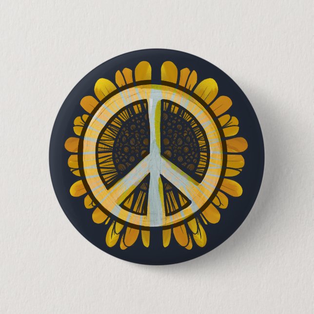 Sunflower Peace Symbol Sunflowers World Peace      6 Cm Round Badge (Front)