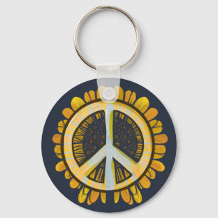 Sunflower Peace Symbol Sunflowers World Peace      Key Ring