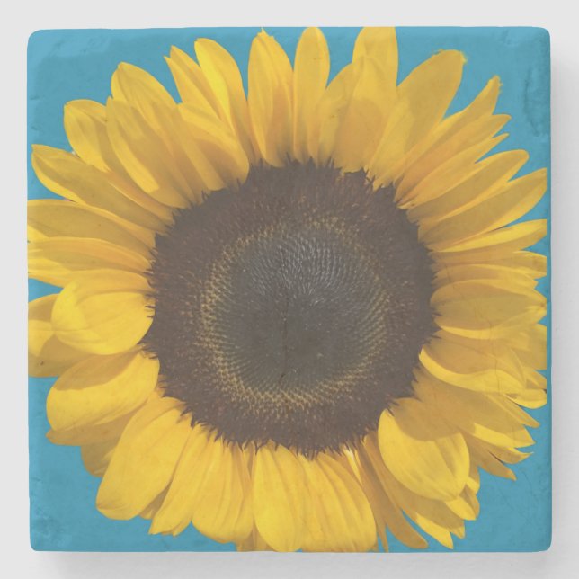 Sunflower personalise text stone coaster (Front)