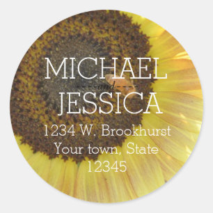 Sunflower Personalised address Classic Round Sticker