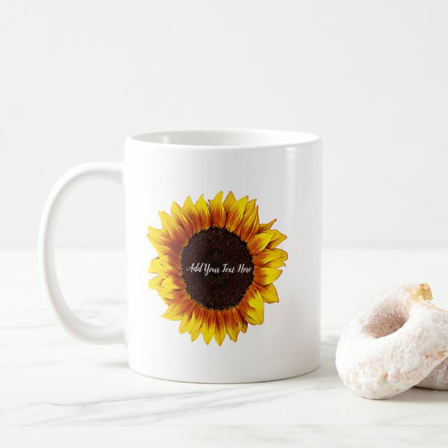 Sunflower Personalised  Coffee Mug (With Donut)