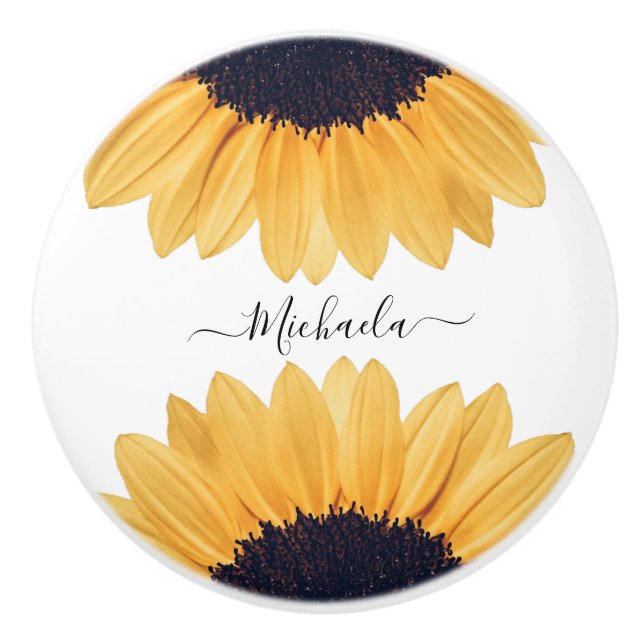 Sunflower Personalised Name Ceramic Knob (Front)