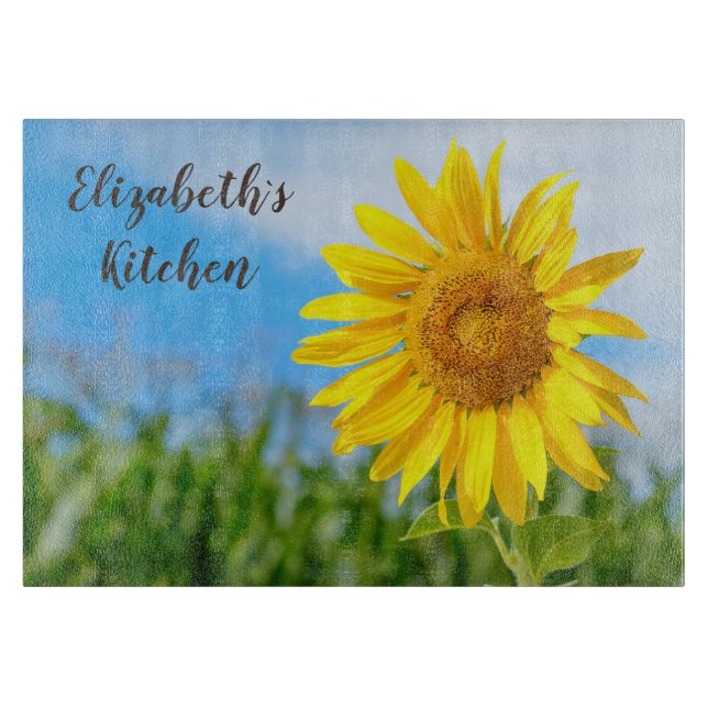 Sunflower Personalised Name Cutting Board (Front)
