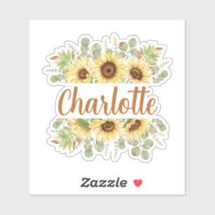 Sunflower Personalised Name Sticker