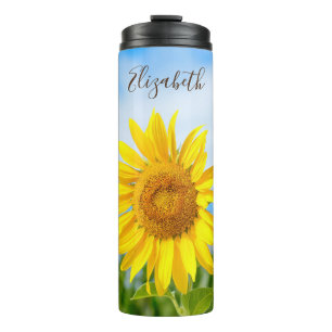 Sunflower Personalised Name Thermal Tumbler