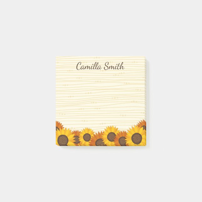 Sunflower personalised sticky notes (Front)