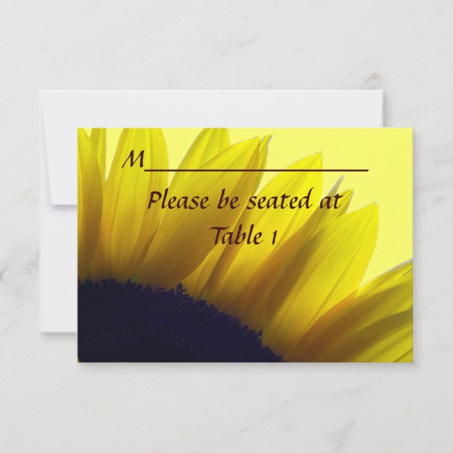 Sunflower Personalised Wedding Engagement Place Invitation (Front)