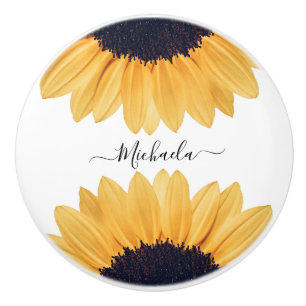 Sunflower Personalized Name Ceramic Knob
