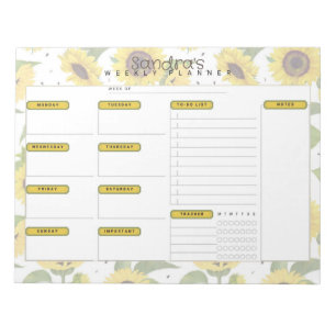 Sunflower Personalized Weekly Planner Notepad