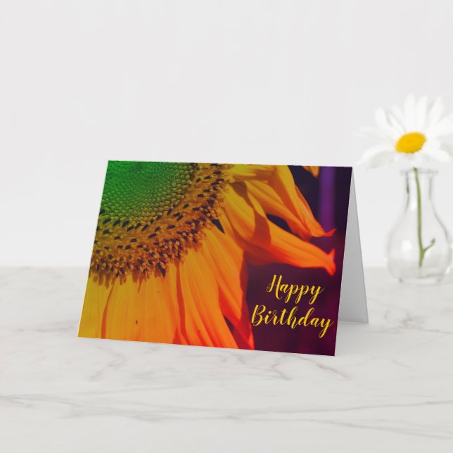 Sunflower Petals Colours Customisable Birthday Car Card (Small Plant)