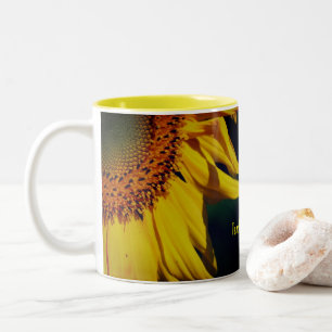 Sunflower Petals Floral Personalised Two-Tone Coffee Mug
