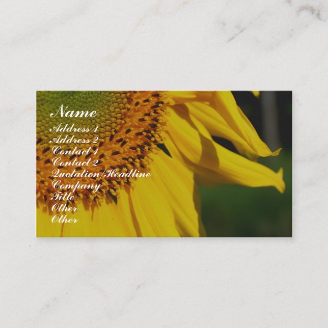 Sunflower Petals Flower Photography Business Card (Front)