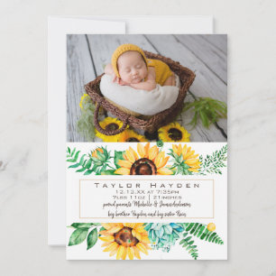 Sunflower Photo Birth Announcement