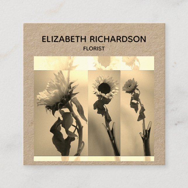 Sunflower Photo Collage Artistic Craft Square Business Card (Front)