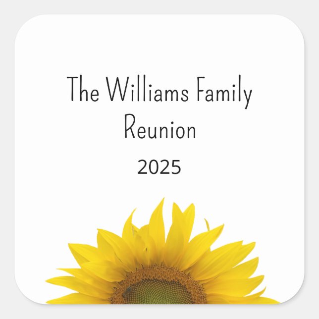 Sunflower Photo Family Reunion Summer Barbecue Square Sticker (Front)
