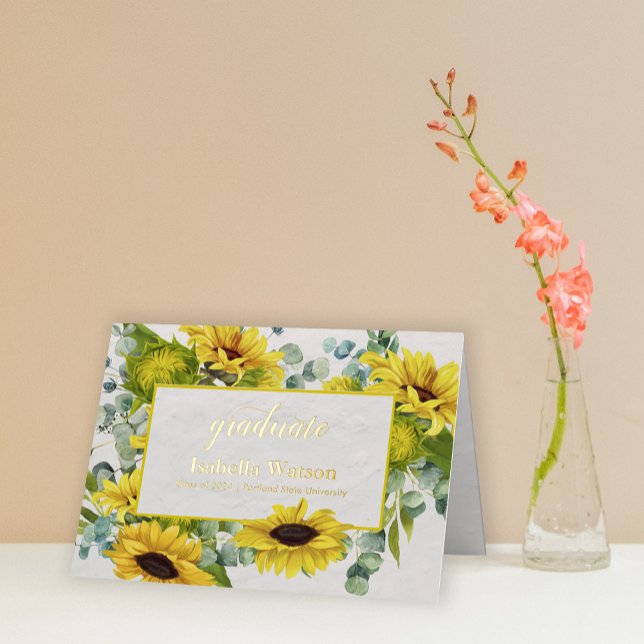 Sunflower Photo Foil Graduation Announcement (Sunflower Photo Foil Graduation Announcement)