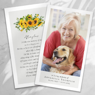 Sunflower Photo Funeral Favour Memorial Card
