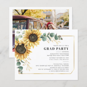 Sunflower Photo Graduation 2025 Party Invitation