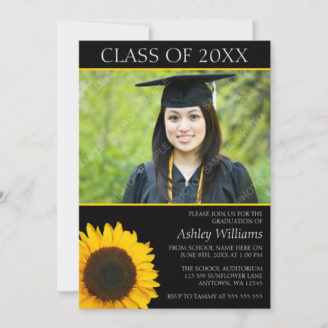 Sunflower Photo Graduation Announcement (Front)