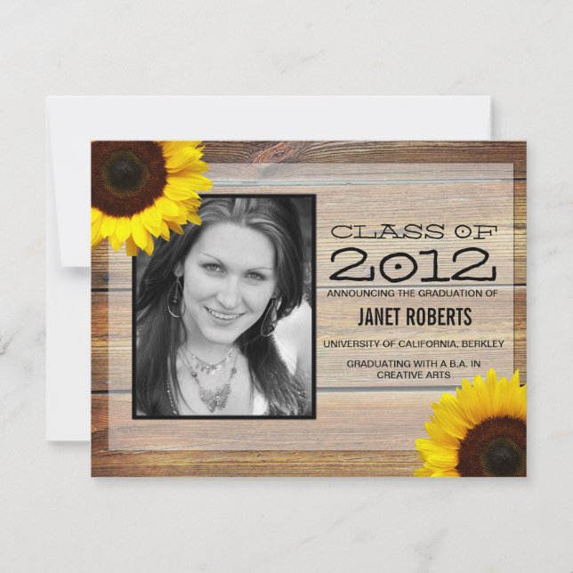 Sunflower Photo Graduation Invitation (Front)