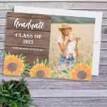 Sunflower Photo Graduation Keepsake Plaque<br><div class="desc">This floral Graduation Plaque is decorated with watercolor sunflowers and greenery on barn wood. Easily customisable with your photo and details. Use the Design Tool to change the text size, style, or colour. As we create our artwork you won't find this exact image from other designers. Original Watercolor © Michele...</div>
