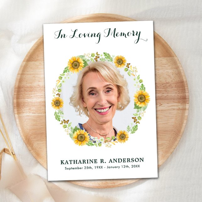 Sunflower Photo Memorial Funeral Sympathy  Thank You Card (Creator Uploaded)