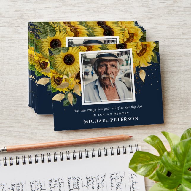 Sunflower Photo Memorial Seed Packet Sympathy Envelope (Stacked)