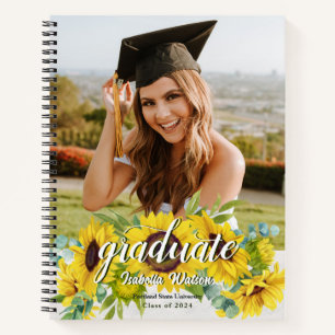 Sunflower Photo Script Graduation Guest Notebook