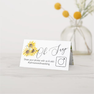 Sunflower Photo Share Folded table card #hashtag