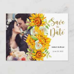 Sunflower Photo Wedding Save the Date  Announcement Postcard