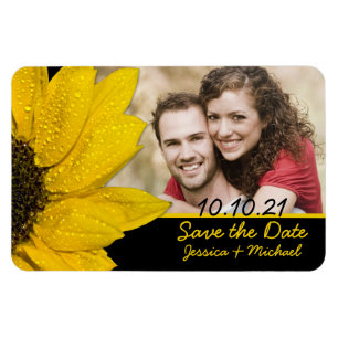 Sunflower Photo Wedding Save the Date Magnet