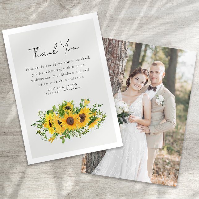 Sunflower Photo Wedding Thank You Card (Creator Uploaded)