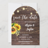 Sunflower Photo & Wood & Lights Save the Date Arc