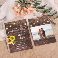Sunflower Photo & Wood & Lights Save the Date