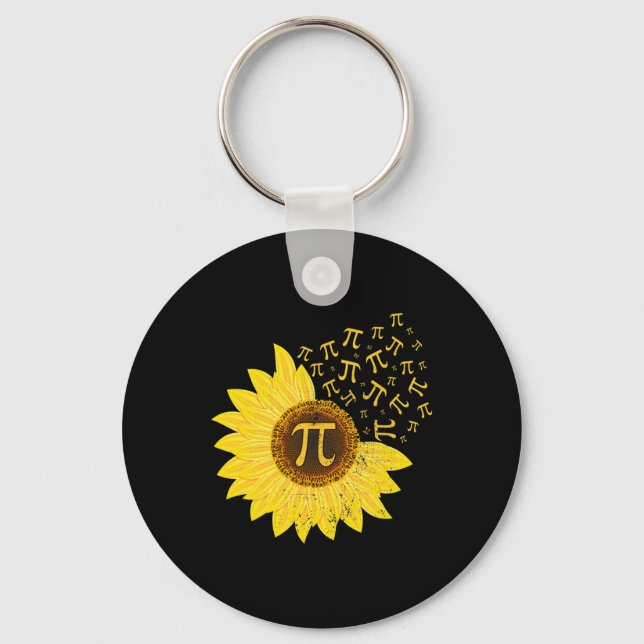 Sunflower Pi Day 3.14 March 14th Math Teacher Vint Key Ring (Front)