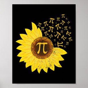 Sunflower Pi Day 3.14 March 14th Math Teacher Vint Poster