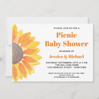 Sunflower Picnic Couples Baby Shower Invitation
