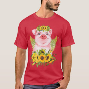 Sunflower Pig With Wings Spring Floral Aesthetic A T-Shirt