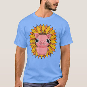 Sunflower Piglet Farmer Animal Lover Farm Animal P T-Shirt